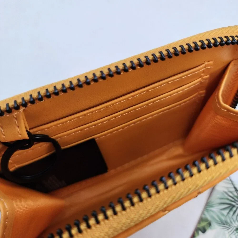 NWT Studio Badgley Mischka Quilted Zip-Around Compact Wallet Mustard Yellow